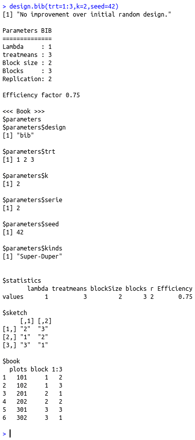 Statistische Versuchsplanung: R Code Ausschnitt