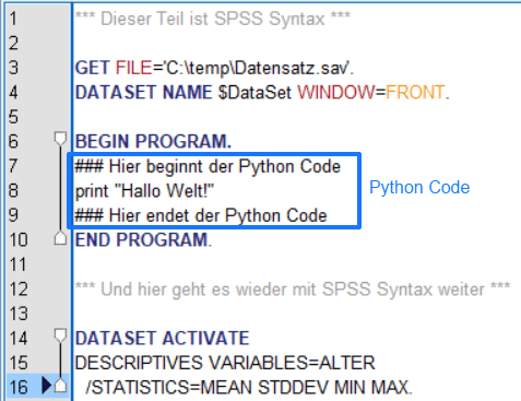 Beispiel wie Sie im Python Essentials Plugin mit Python programmieren
