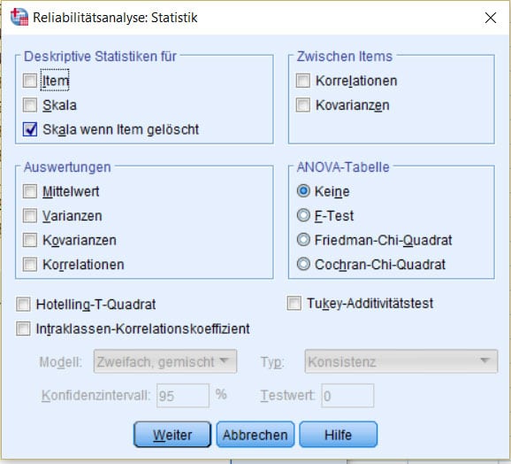 Diese Option sollten Sie aktivieren, wenn Sie für Cronbachs Alpha SPSS nutzen