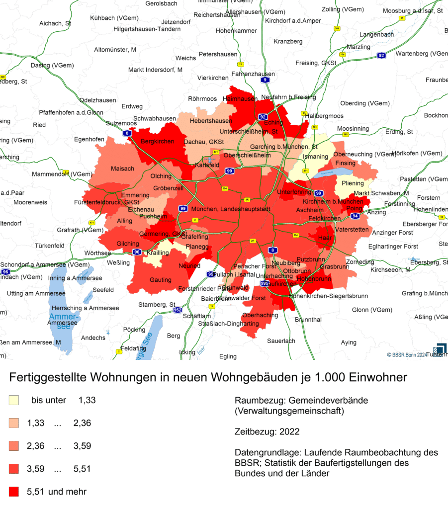 Immobilien Big data Heatmap München Wohneinheiten Einwohner