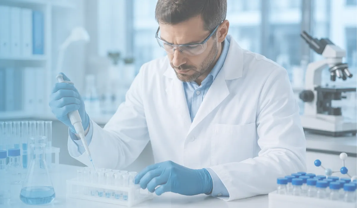 Wissenschaftler führt eine Laboranalyse für biostatistische Projekte durch