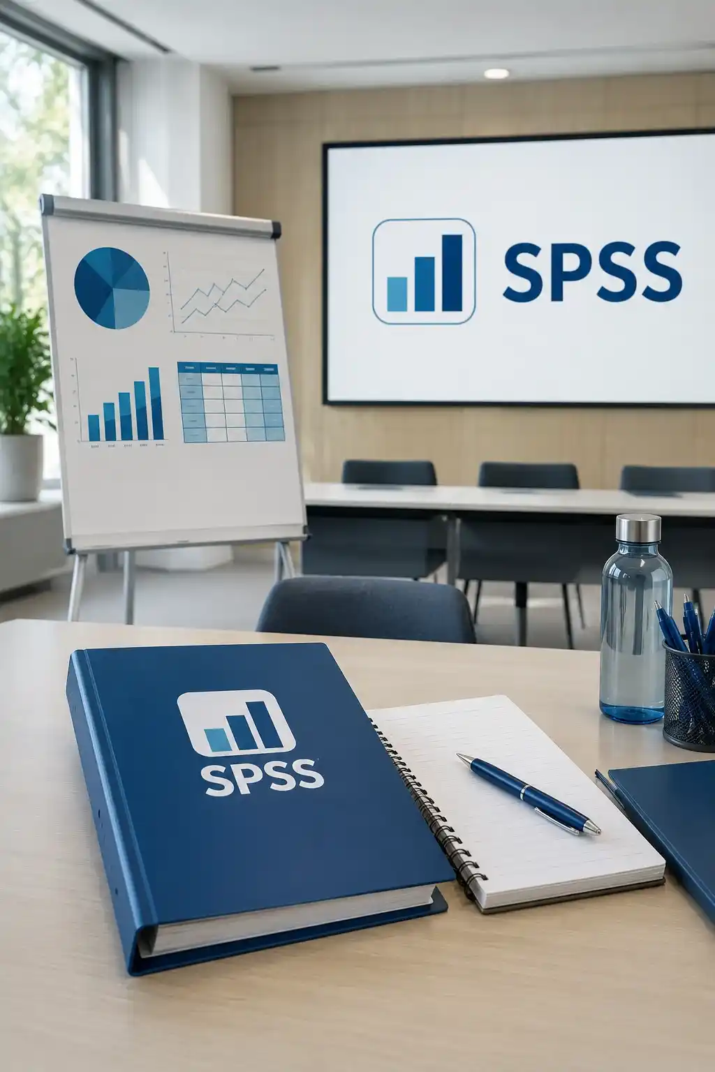 SPSS Schulung im Seminarraum mit statistischen Auswertungen