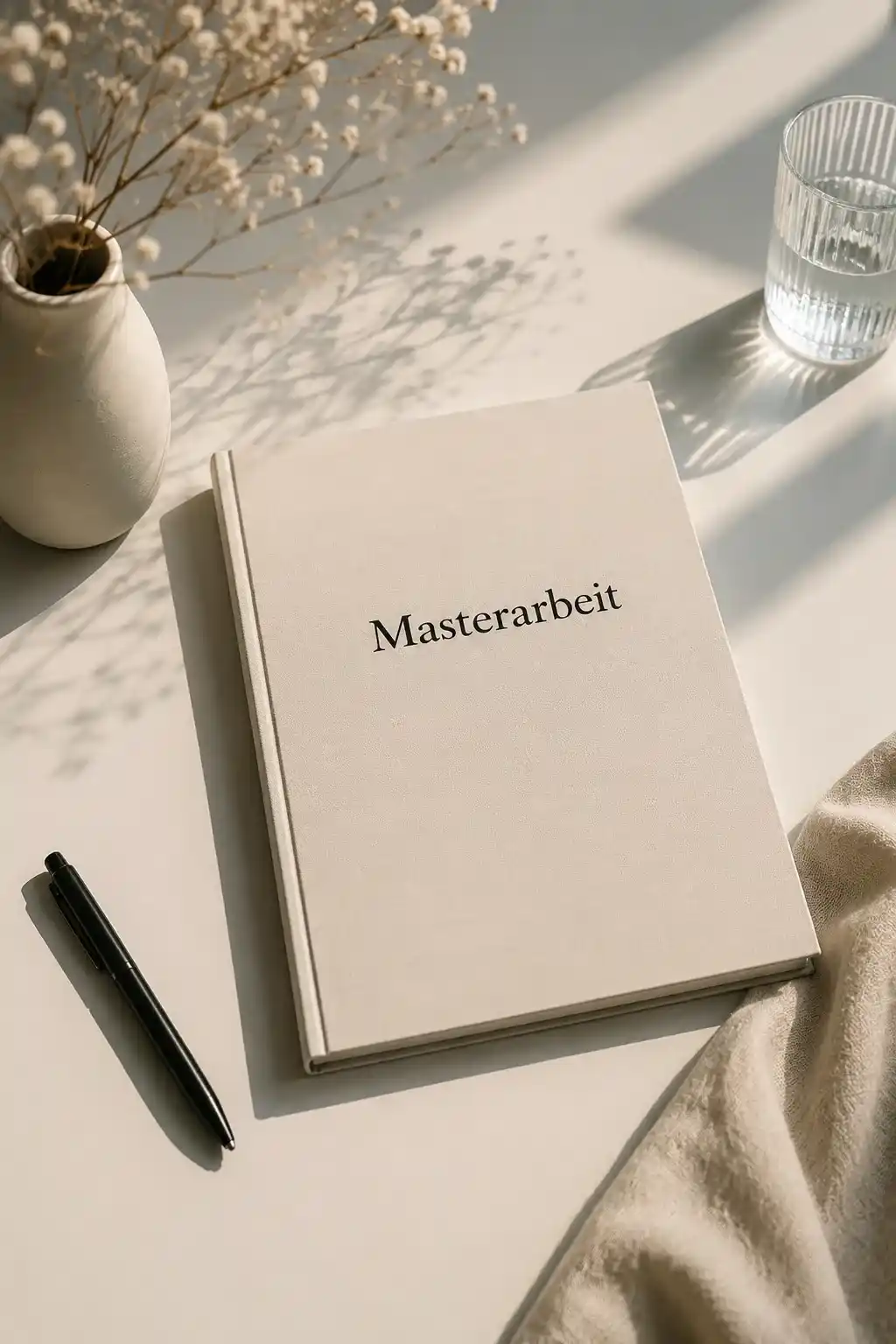Gebundene Masterarbeit auf einem Schreibtisch als Symbol für eine empirische Abschlussarbeit